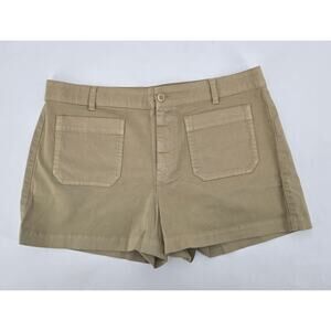 J.Crew Khaki Chino Shorts Women Size 14 High Rise Cotton Stretch Classic Preppy
